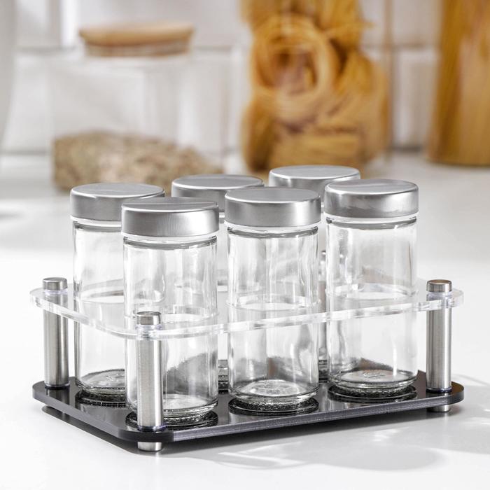 Набор для специй на подставке «Хай-тек», 90 мл, 6 предметов 
Набор для специй на подставке «Хай-тек», 90 мл, 6 предметов