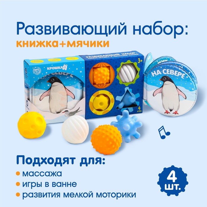 Развивающий набор «На Севере»: книжка-игрушка, тактильные массажные мячики 4 шт., новогодняя подарочная упаковка
Развивающий набор «На Севере»: книжка-игрушка, тактильные массажные мячики 4 шт., новогодняя подарочная упаковка