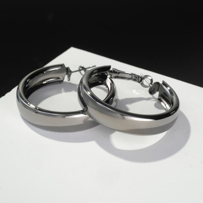 Серьги-кольца "Каньон" утолщённая линия, d=3,3, цвет серый 
Серьги-кольца "Каньон" утолщённая линия, d=3,3, цвет серый