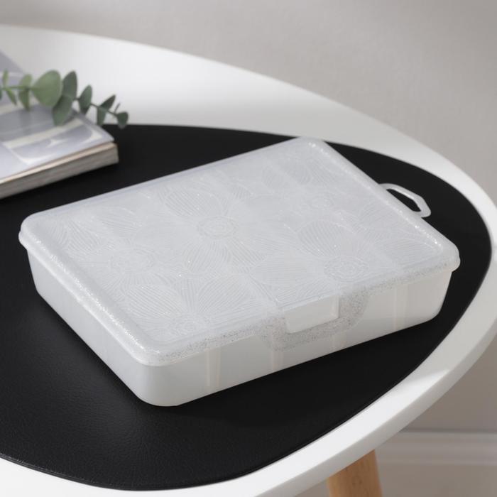 Органайзер для хранения мелочей с разделителями, 19,2×16×4,2 см, цвет белый перламутр
Органайзер для хранения мелочей с разделителями, 19,2×16×4,2 см, цвет белый перламутр