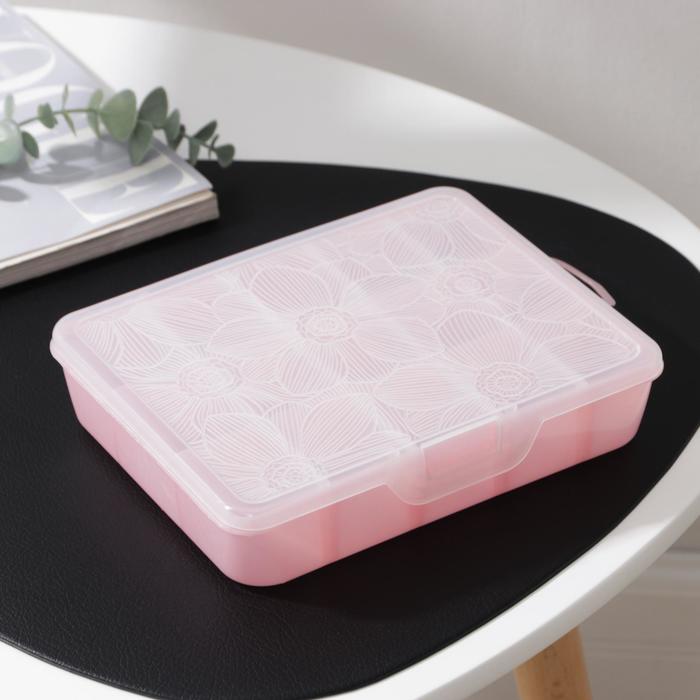 фото Органайзер для хранения мелочей с разделителями, 19,2×16×4,2 см, цвет розовый перламутр