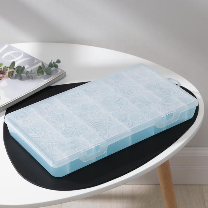 фото Органайзер для хранения мелочей с разделителями, 35,5x21х4,2 см, цвет голубой перламутр