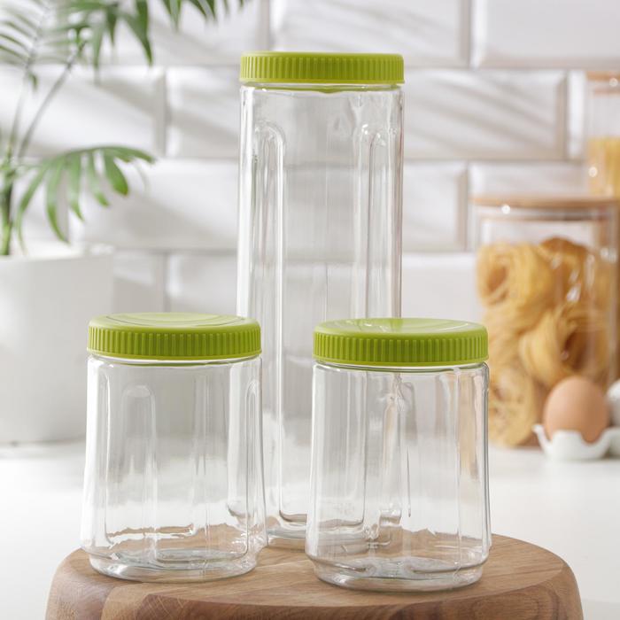 Набор банок для сыпучих продуктов, 3 шт, 1,6 л, 750 мл, цвет зелёный
Набор банок для сыпучих продуктов, 3 шт, 1,6 л, 750 мл, цвет зелёный
