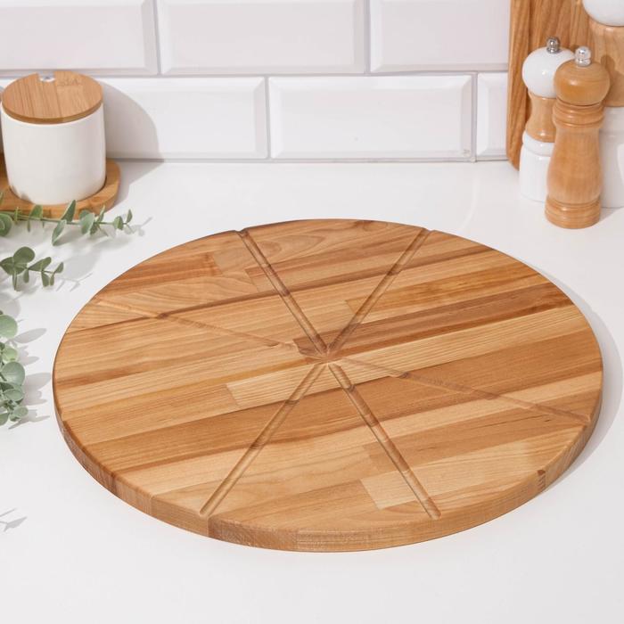 Доска для пиццы из массива березы на 8 кусков д=40, толщина 1,8 см.
Доска для пиццы из массива березы на 8 кусков д=40, толщина 1,8 см.