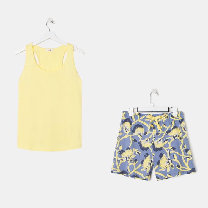 Комплект женский (майка, шорты), цвет сливочно-жёлтый/серо-голубой, размер 44
Комплект женский (майка, шорты), цвет сливочно-жёлтый/серо-голубой, размер 44