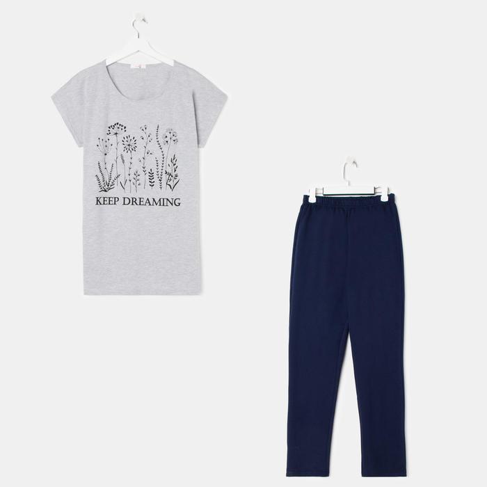 Комплект женский (туника,брюки), цвет серый меланж/тёмно-синий, размер 52
Комплект женский (туника,брюки), цвет серый меланж/тёмно-синий, размер 52