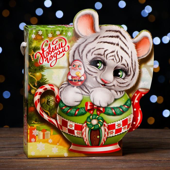 фото Подарочная коробка "тигренок в чайнике" 14 х 5,5 х 19 см