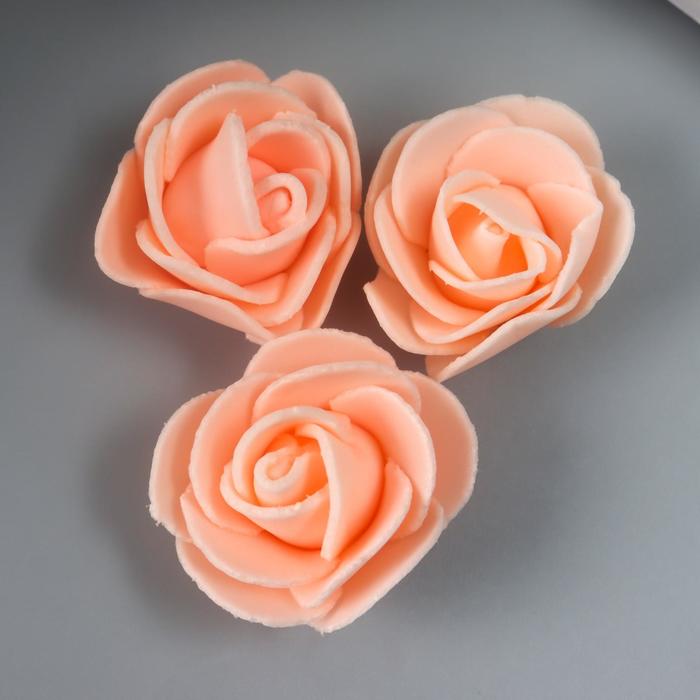 фото Набор декоративных роз 1,6 см, 3 шт, персиковый