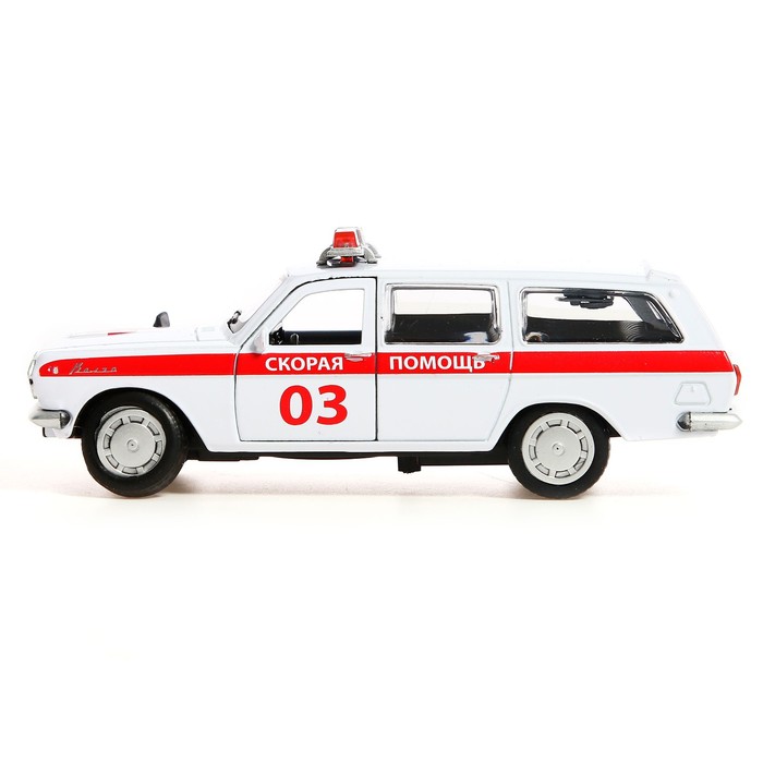 фото Машина металлическая газ-2402 «волга скорая», 12 см, открываются двери и багажник, цвет белый технопарк