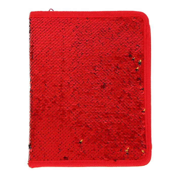 Папка для тетрадей А5, на молнии, пайетки двухцветные, красные/золотистые
Папка для тетрадей А5, на молнии, пайетки двухцветные, красные/золотистые