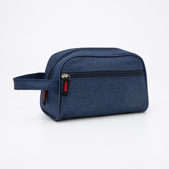 фото Косметичка дорожная, отдел на молнии, наружный карман, цвет синий