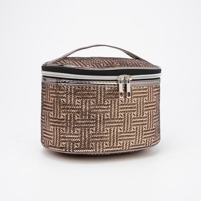 фото Косметичка-сундук, отдел на молнии, цвет коричневый