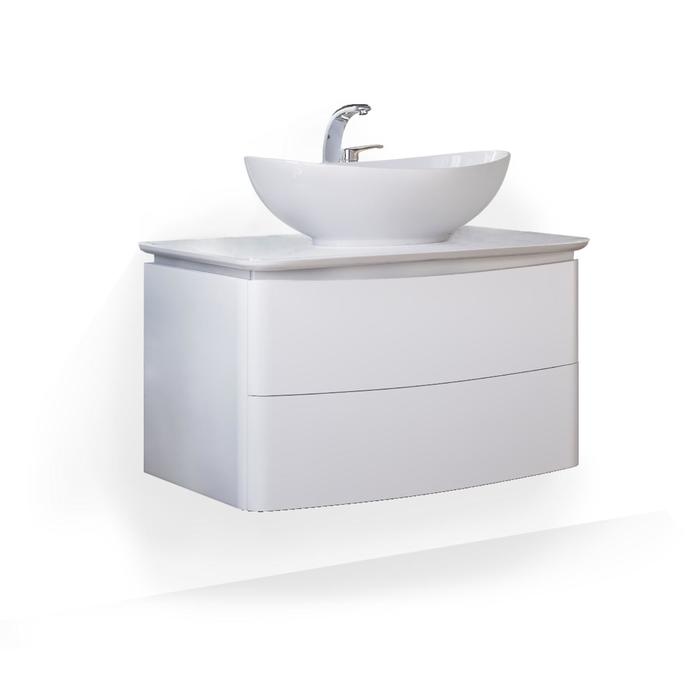 фото Тумба под раковину raval moon 75 подвесная белая