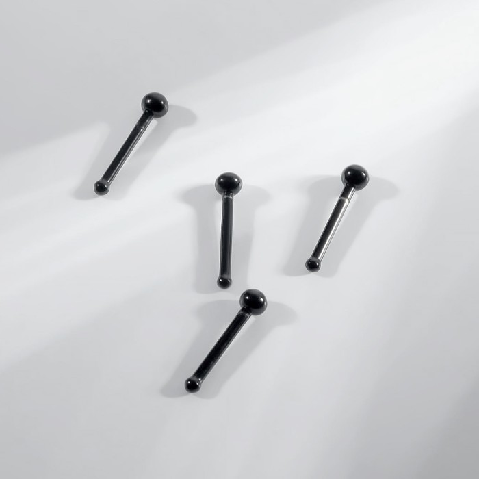 фото Пирсинг в нос "шарик", прямой, набор 4шт, цвет чёрный