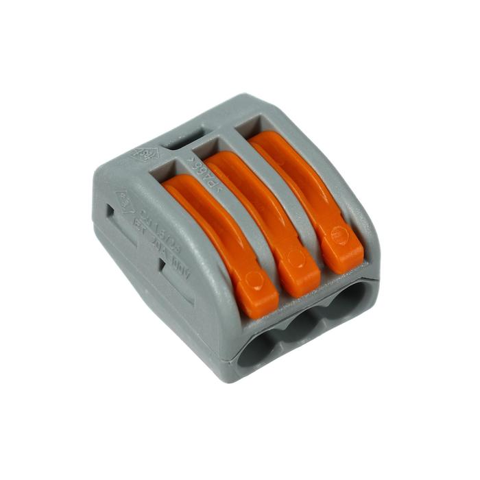 Клемма WAGO 222-413, трехпроводная, 4 мм2, с рычажком, серая
Клемма WAGO 222-413, трехпроводная, 4 мм2, с рычажком, серая