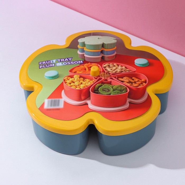 Менажница с крышкой «Цветок», 6 отделений, 27×7,5 см, цвет МИКС
Менажница с крышкой «Цветок», 6 отделений, 27×7,5 см, цвет МИКС