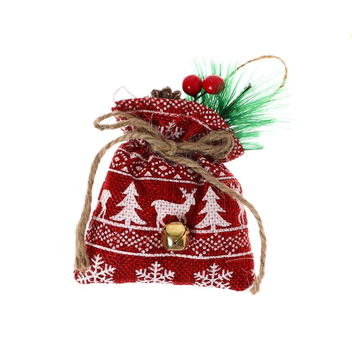 фото Подвеска новогодняя на ёлку «мешочек с подарками», 8х9 см лесная мастерская