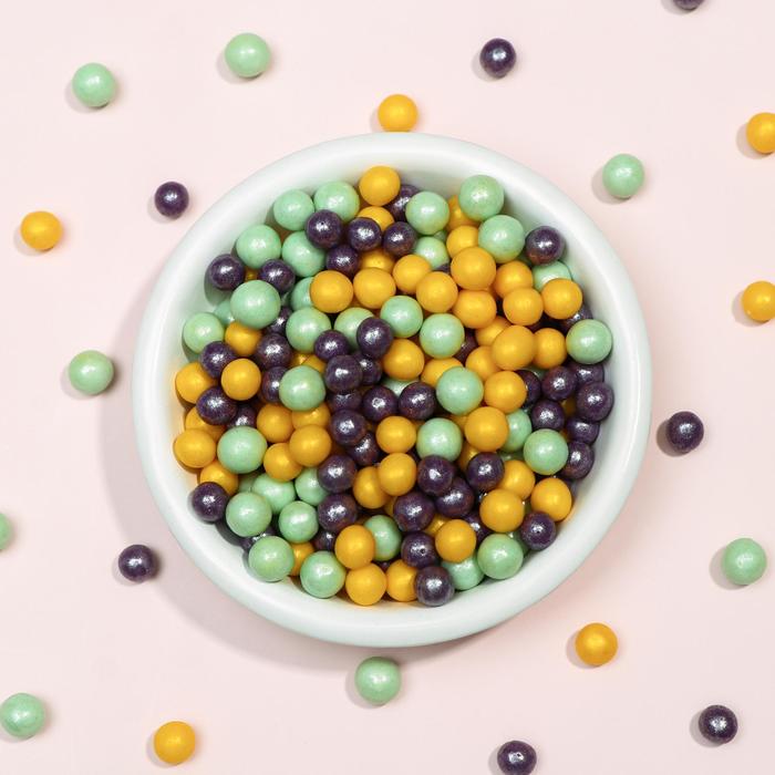 Драже зерновое в цветной кондитерской глазури «Жемчуг» сиреневый, изумруд, золото, 6-8 мм, 50 г
Драже зерновое в цветной кондитерской глазури «Жемчуг» сиреневый, изумруд, золото, 6-8 мм, 50 г