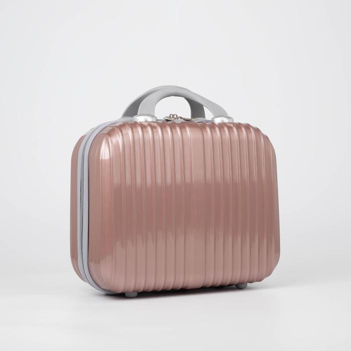 фото Бьютикейс, отдел на молнии, крепление для чемодана, цвет пудра