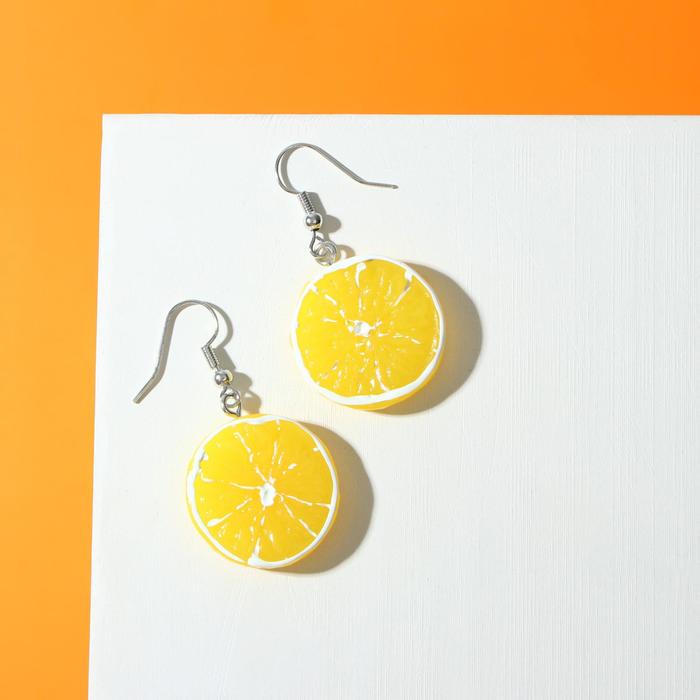 Серьги пластик "Вкусности" лимончик, цвет жёлто-белый 
Серьги пластик "Вкусности" лимончик, цвет жёлто-белый