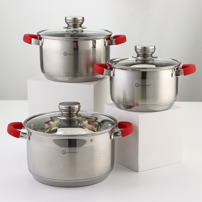Набор кастрюль «Сильвер», 3 предмета: 2,5 л, 3,5 л, 4,5 л, d=18 см, d=20 см, d=22 см, красные ручки
Набор кастрюль «Сильвер», 3 предмета: 2,5 л, 3,5 л, 4,5 л, d=18 см, d=20 см, d=22 см, красные ручки