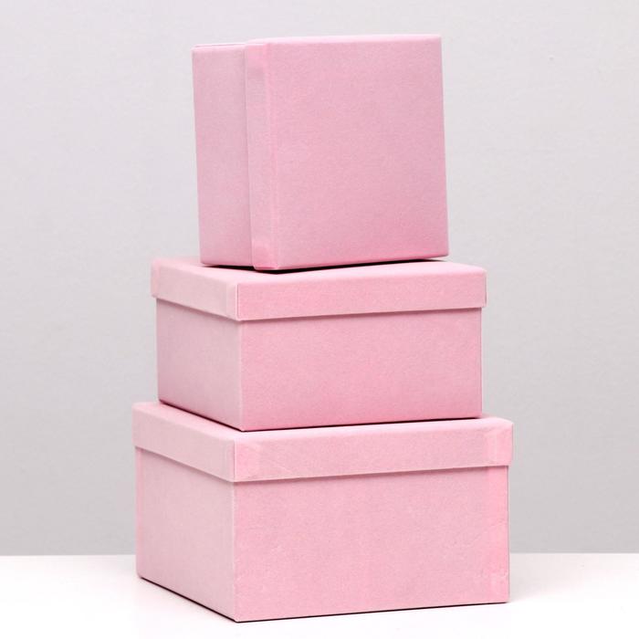 фото Набор коробок 3в1 "бархат розовый" 23х23х13 см el-decor