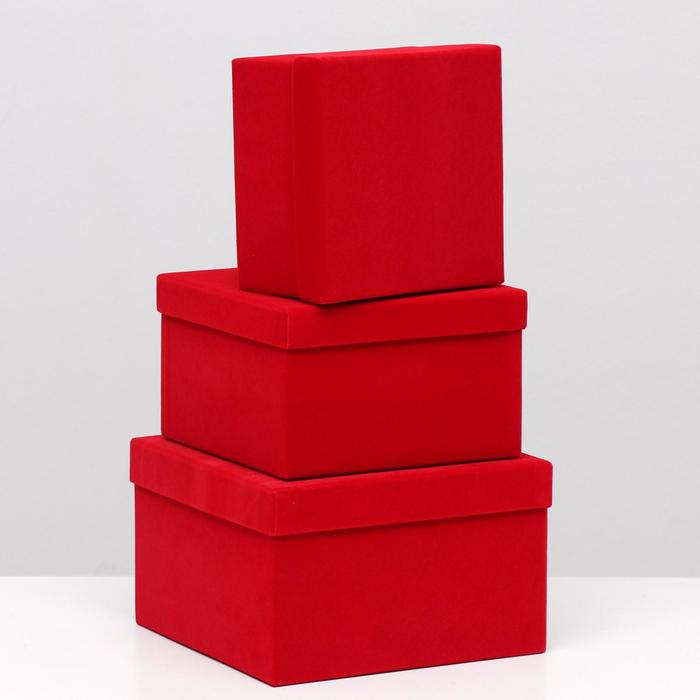 фото Набор коробок 3в1 "бархат красный" 23х23х13 см el-decor