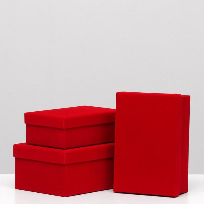 фото Набор коробок 3в1 "бархат красный" 23х16х9,5 см el-decor