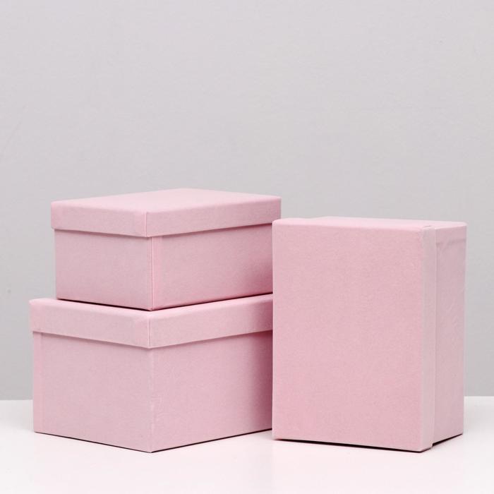 фото Набор коробок 3в1 "бархат розовый" 26х19,5х14,5 см el-decor