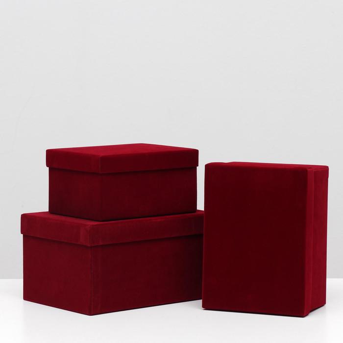 фото Набор коробок 3в1 "бархат бордовый" 26х19,5х14,5 см el-decor