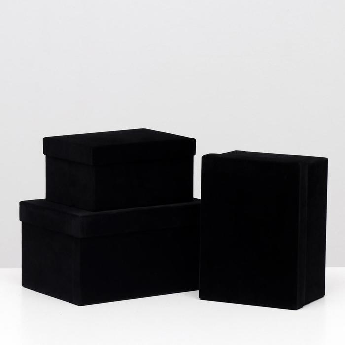 фото Набор коробок 3в1 "бархат черный" 26х19,5х14,5 см el-decor