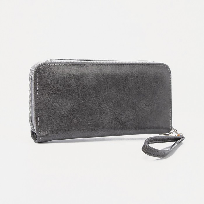 Кошелёк женский, 3 отдела молнии, наружный карман, цвет серый 
Кошелёк женский, 3 отдела молнии, наружный карман, цвет серый