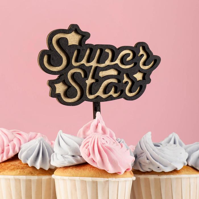 Топпер двухслойный деревянный "Super Star", черный, золотой
Топпер двухслойный деревянный "Super Star", черный, золотой