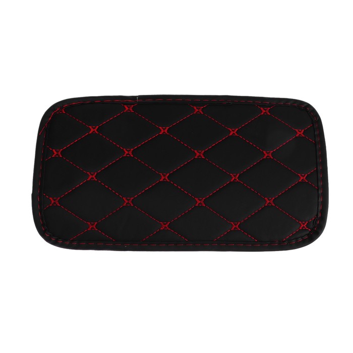 фото Коврик на подлокотник 29×19, экокожа, черный с красной строчкой