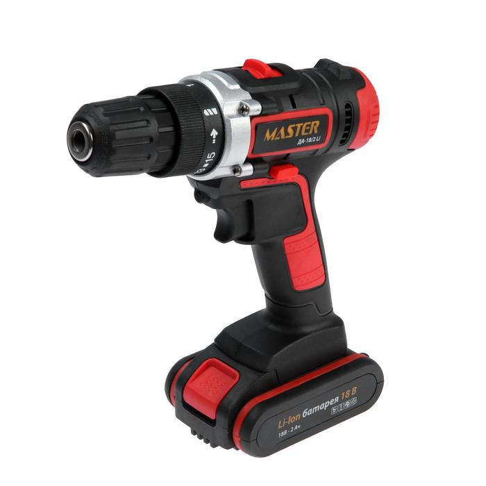 Дрель-шуруповёрт MASTER ДА-18/2, 18 В, 2х2 Ач, Li-ion, 400/1400 об/мин, 40 Нм, кейс
Дрель-шуруповёрт MASTER ДА-18/2, 18 В, 2х2 Ач, Li-ion, 400/1400 об/мин, 40 Нм, кейс