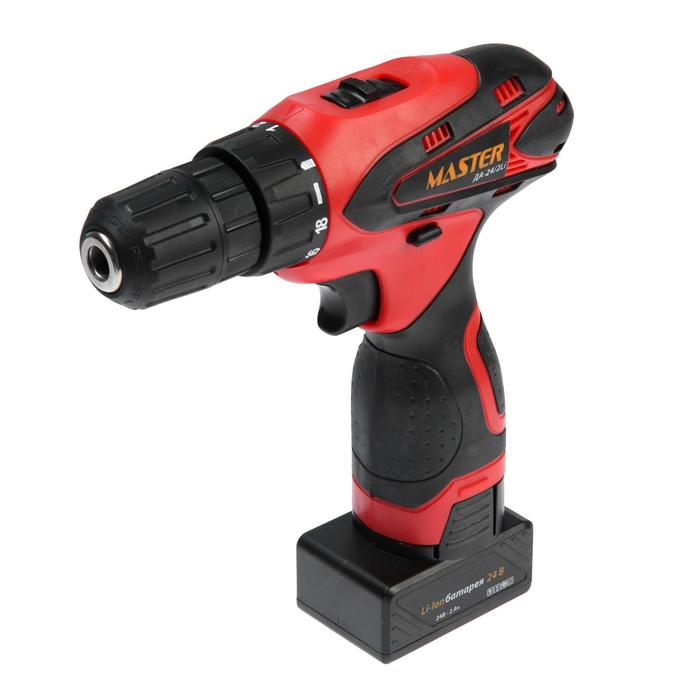 Дрель-шуруповёрт MASTER ДА-24/2, 24 В, 2х2 Ач, Li-ion, 350/1350 об/мин, 35 Нм, кейс
Дрель-шуруповёрт MASTER ДА-24/2, 24 В, 2х2 Ач, Li-ion, 350/1350 об/мин, 35 Нм, кейс