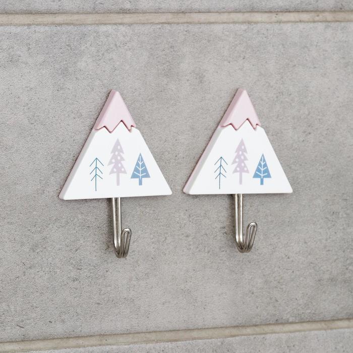 Крючок на липучке «Домик у леса», 2 шт, цвет МИКС, форма МИКС