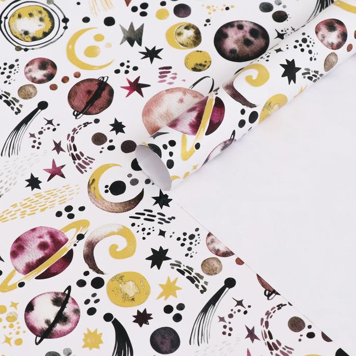 Бумага глянцевая с золотым лаком "Волшебство планет", 0,5 х 0,7 м, 2 листа 
Бумага глянцевая с золотым лаком "Волшебство планет", 0,5 х 0,7 м, 2 листа