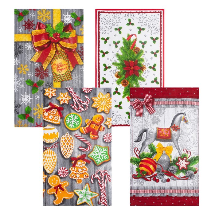 фото Набор кухонных полотенец доляна «подарок » 35х60см-4шт, 100% хлопок