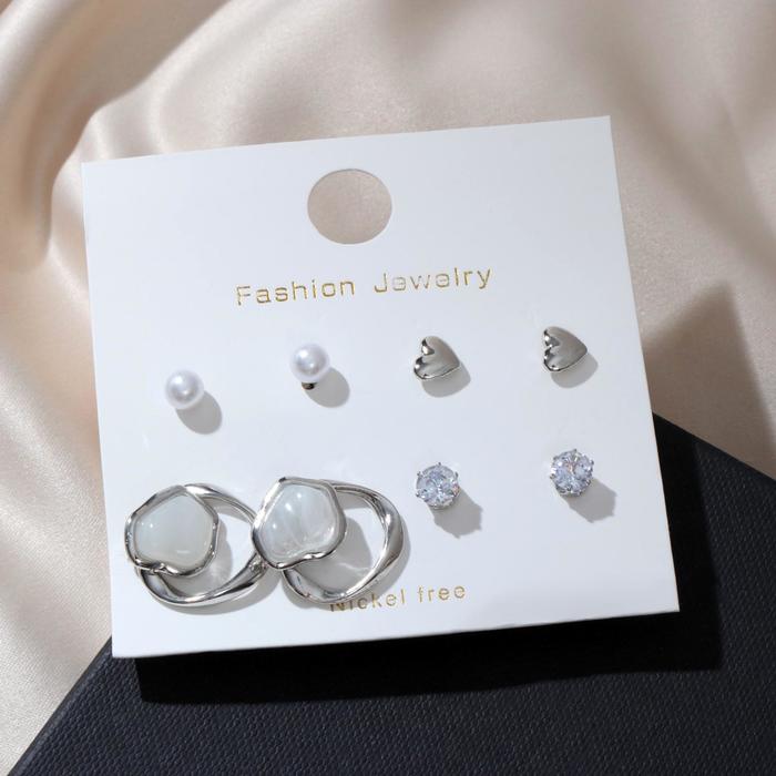 Серьги набор 4 пары "Летние истории" кольцо и сердечки, цвет белый в серебре
Серьги набор 4 пары "Летние истории" кольцо и сердечки, цвет белый в серебре
