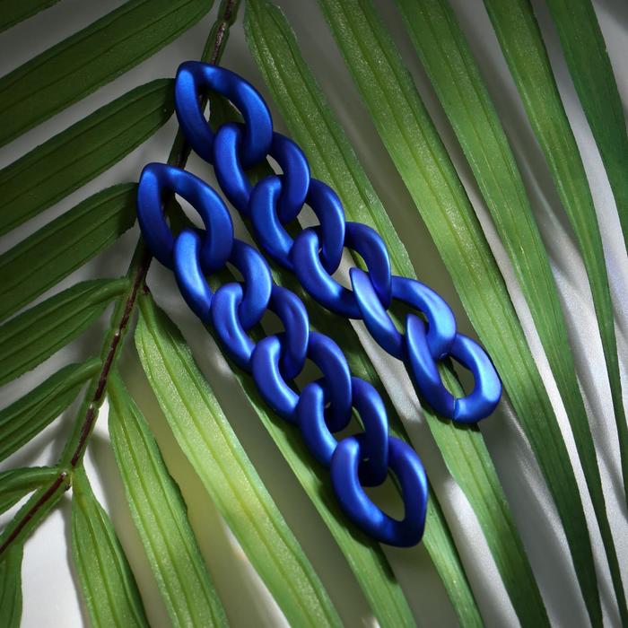 Серьги пластик "Цепь" широкая, цвет ярко-синий