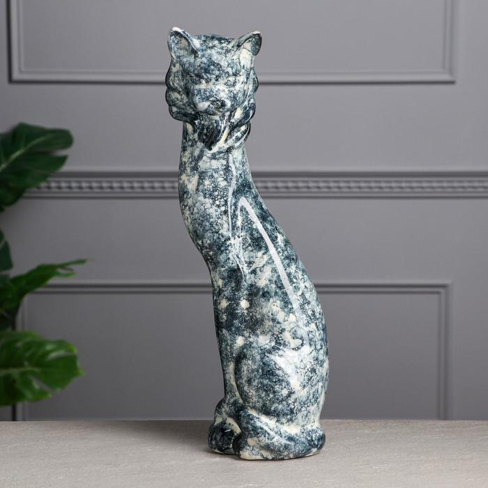 Копилка "Кошка Сиамская", под мрамор, синяя, 43 см