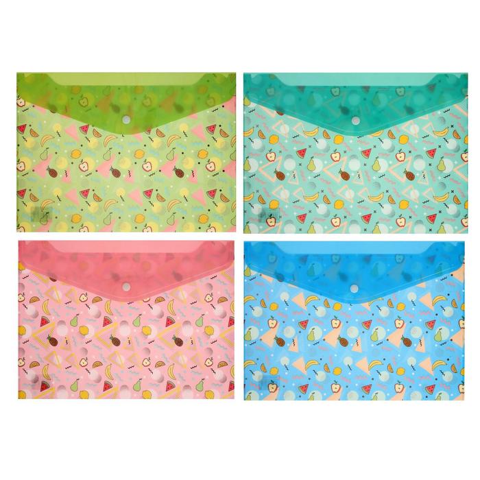 Папка-конверт на кнопке А4, 180 мкм, Calligrata "Фрукты", МИКС
Папка-конверт на кнопке А4, 180 мкм, Calligrata "Фрукты", МИКС