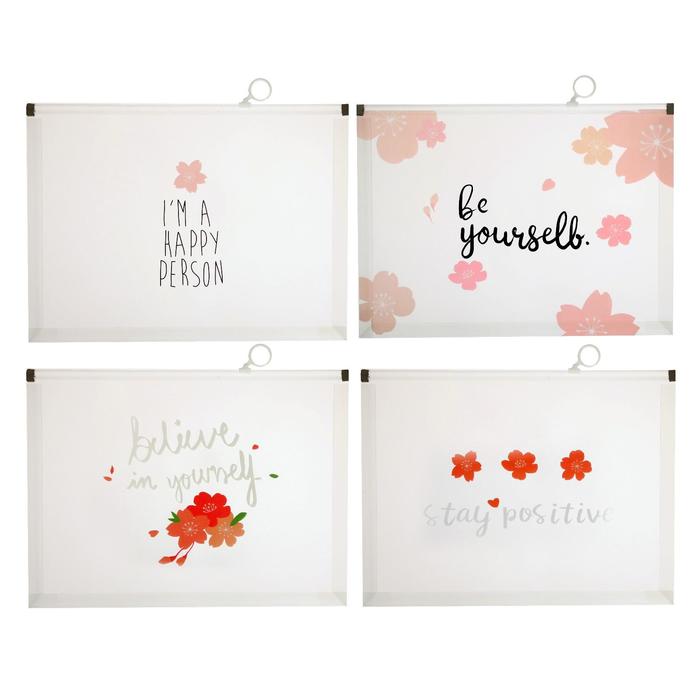 Папка-конверт на ZIP-молнии Calligrata "Ягоды" А4, 180 мкм, прозрачная, МИКС