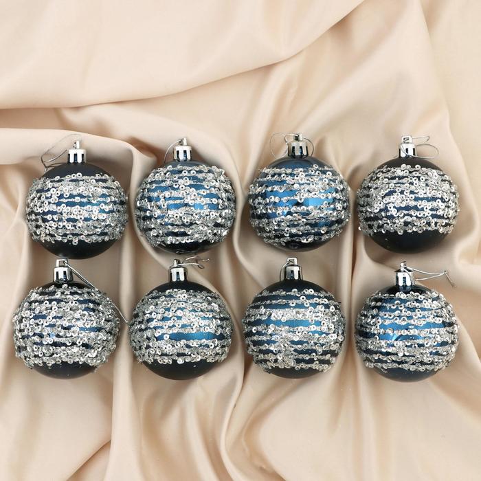 Набор шаров пластик d-6 см, 8 шт "Ночная вьюга" серебристо-синий
Набор шаров пластик d-6 см, 8 шт "Ночная вьюга" серебристо-синий