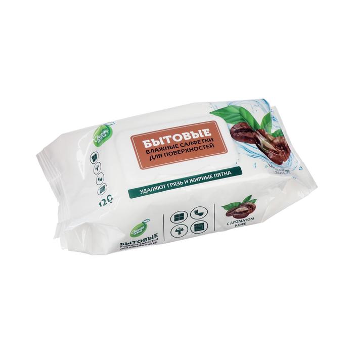 Бытовые влажные салфетки для поверхностей с кофе СВЕЖАЯ НОТА, 120 шт.
Бытовые влажные салфетки для поверхностей с кофе СВЕЖАЯ НОТА, 120 шт.