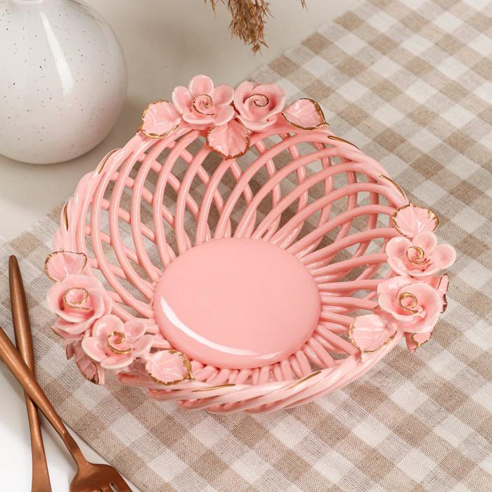 Конфетница "Рафаэлка", розовая, лепка, плетение, авторская работа 
Конфетница "Рафаэлка", розовая, лепка, плетение, авторская работа