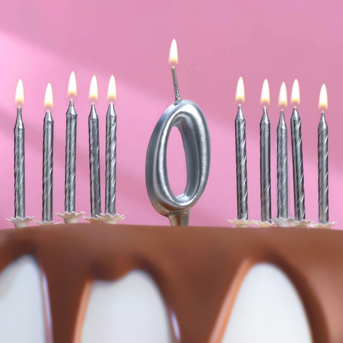 Набор свечей для торта (2 в 1), цифра "0" + свечи классические "Спираль", серебро, 10 шт
Набор свечей для торта (2 в 1), цифра "0" + свечи классические "Спираль", серебро, 10 шт