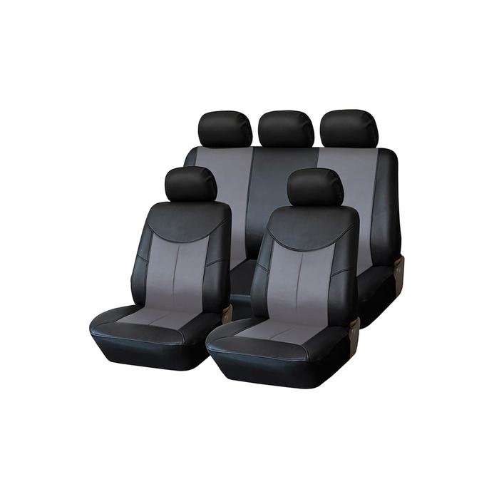 фото Чехлы универсальные на автомобильные сиденья,комплект "style", экокожа, черно/серые kraft