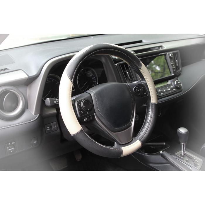 Оплетка из искусственной замши + кожа, 38 см, бежевая/черная, размер M
Оплетка из искусственной замши + кожа, 38 см, бежевая/черная, размер M